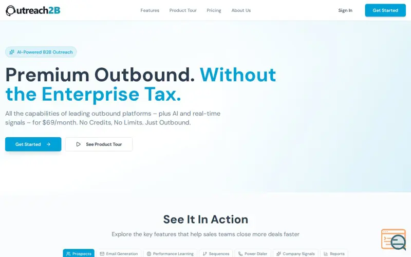 Screenshot of Outreach2B 