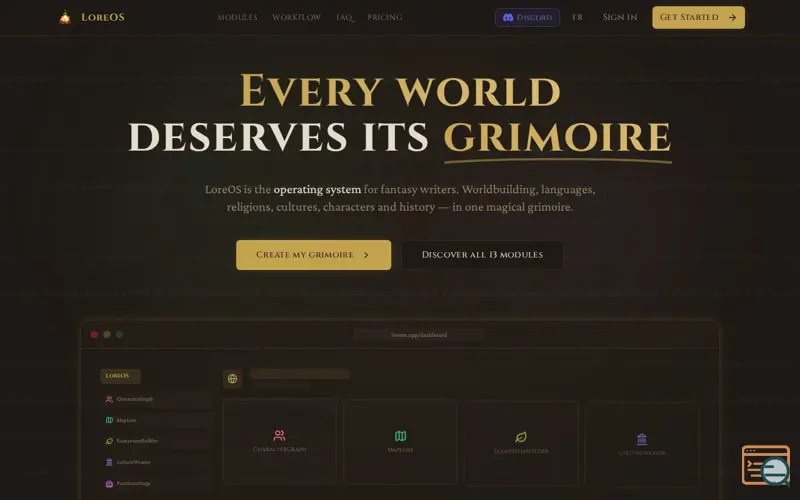 Screenshot of LoreOS