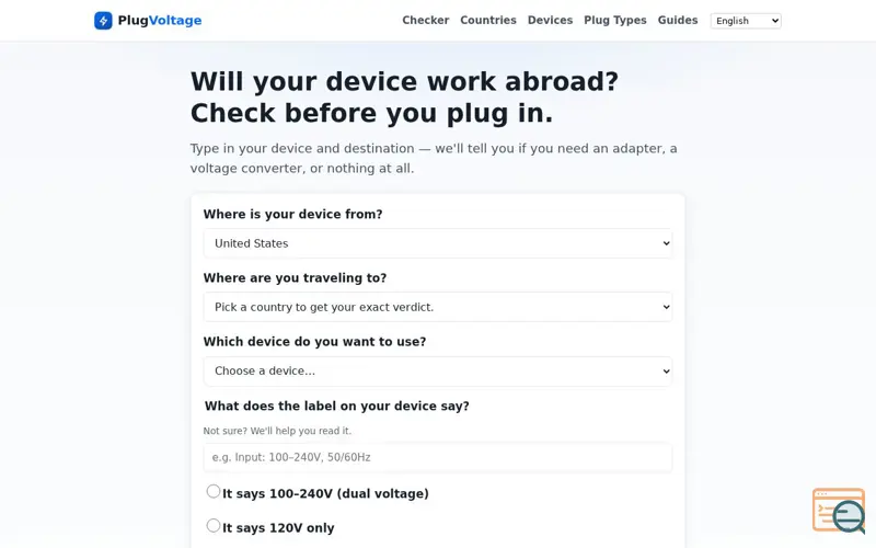 Screenshot of PlugVoltage