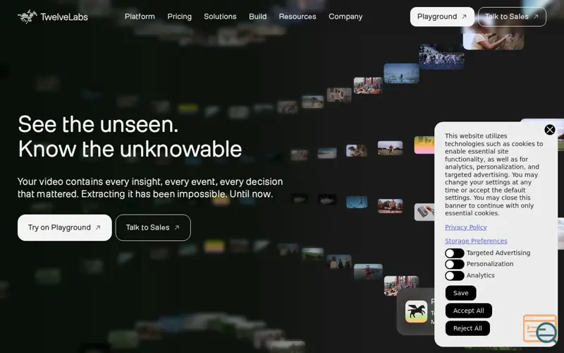 Screenshot of Pegasus 1.5 by TwelveLabs