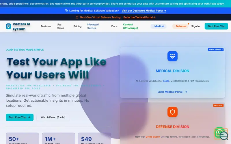 Screenshot of Vectors AI System