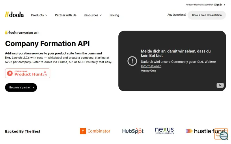 Screenshot of doola MCP for US LLC Formation