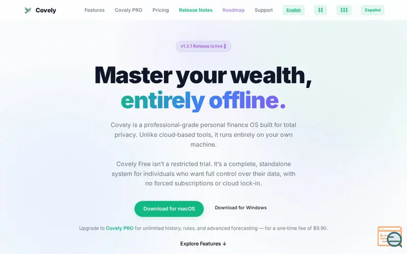 Screenshot of Covely Finance