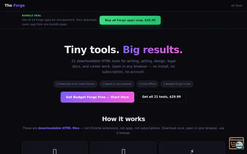Screenshot of The Forge, a launch using Surge