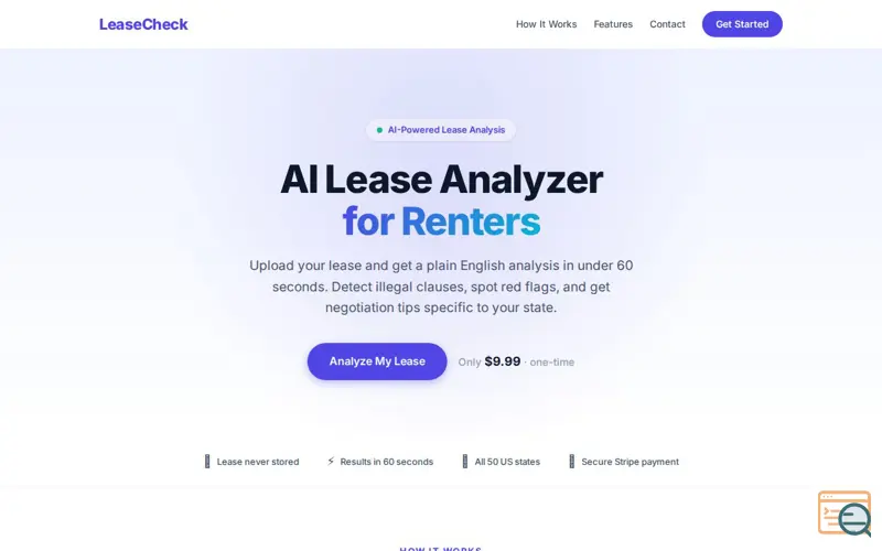 Screenshot of LeaseCheck