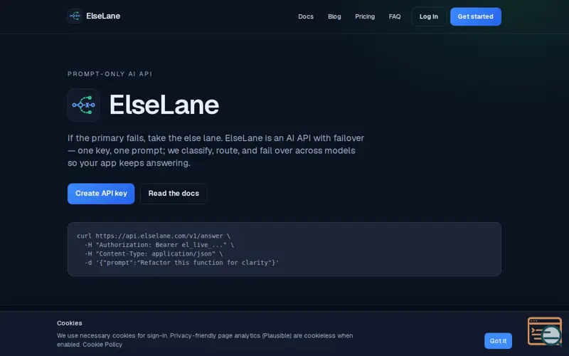 Screenshot of ElseLane — If the primary fails, take the else lane