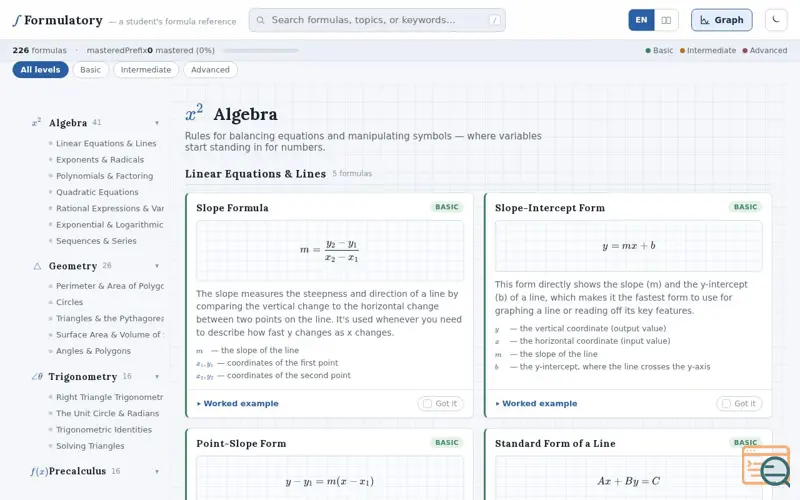 Screenshot of Formulatory