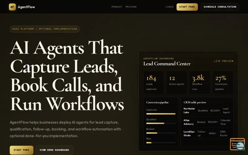 Screenshot of AgentFlow Enterprise