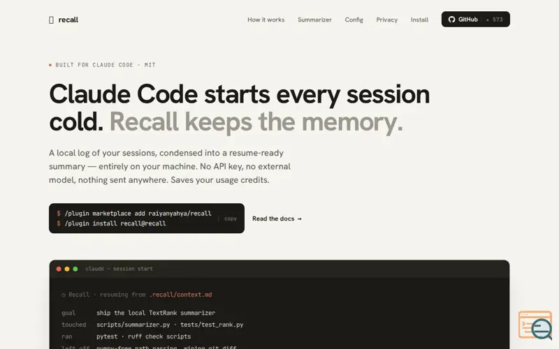 Screenshot of recall