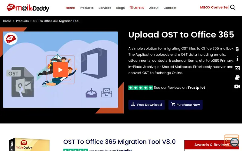 Screenshot of MailsDaddy OST to Office 365 Migration