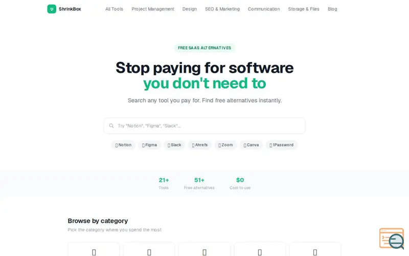 Screenshot of ShrinkBox