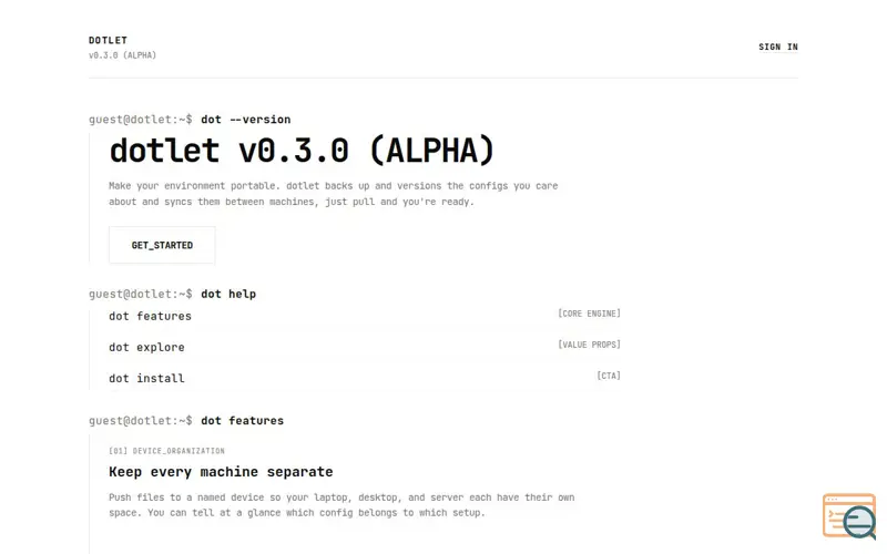 Screenshot of Dotlet