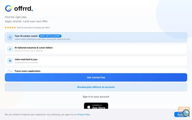 Screenshot of Offrrd
