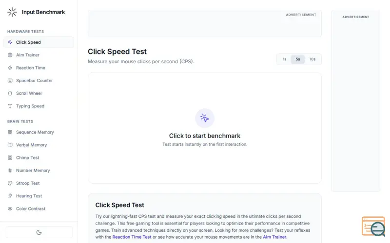 Screenshot of Input Benchmark