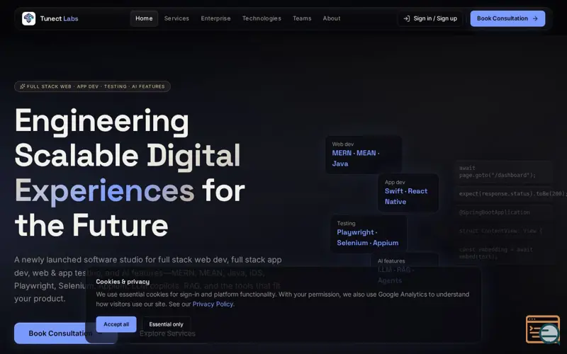 Screenshot of Tunect Labs