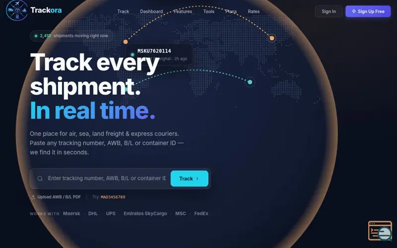 Screenshot of Trackora