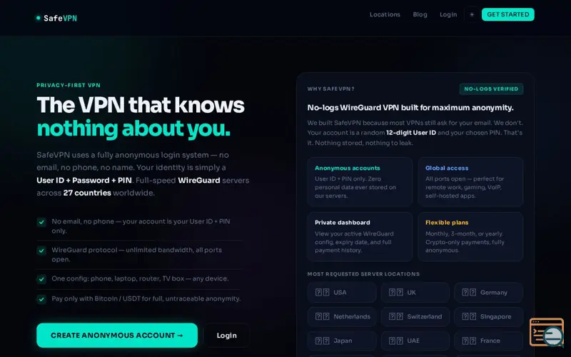 Screenshot of SafeVPN