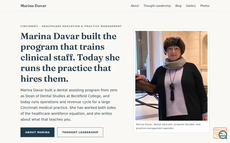 Screenshot of Marina Davar | Cincinnati Healthcare 