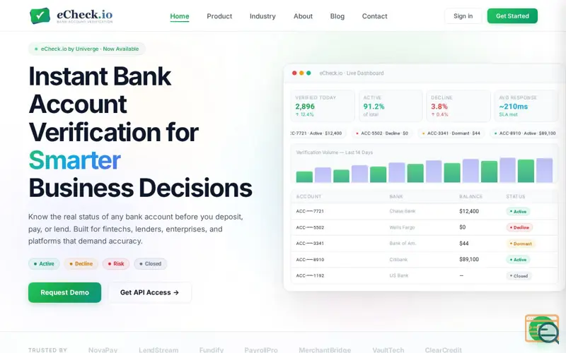 Screenshot of eCheck.io