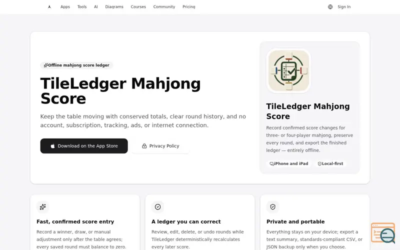 Screenshot of TileLedger Mahjong Score