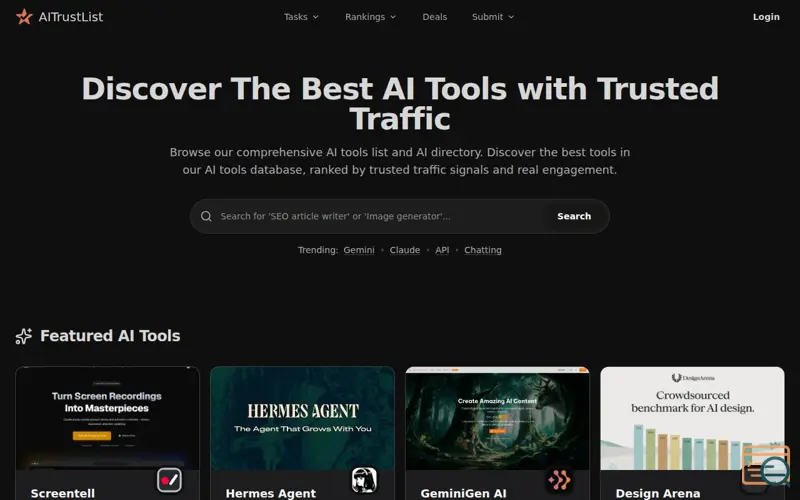 Screenshot of AI Trust List