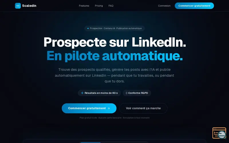 Screenshot of Prospection Linkedin & Poste avec l'IA