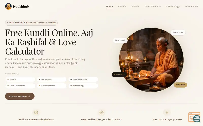 Screenshot of jyotishhub