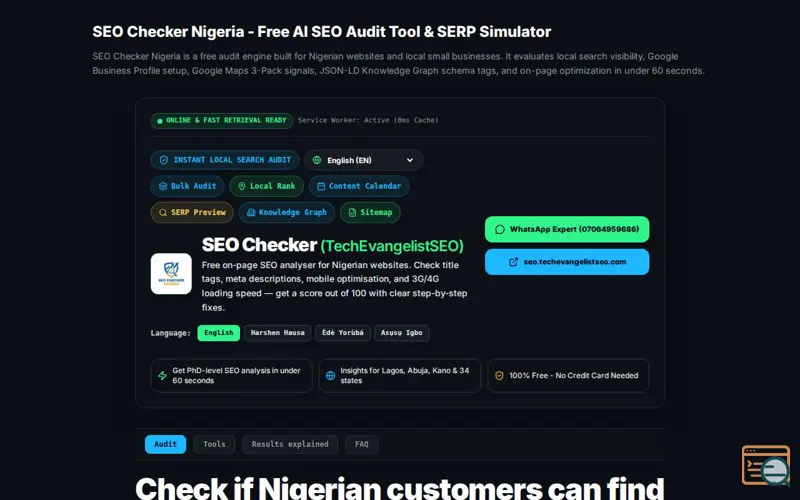 Screenshot of SEO Checker Nigeria
