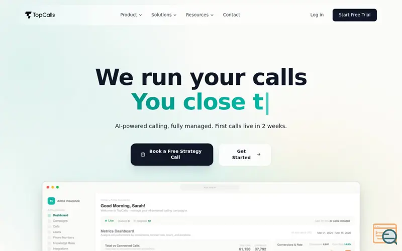 Screenshot of TopCalls