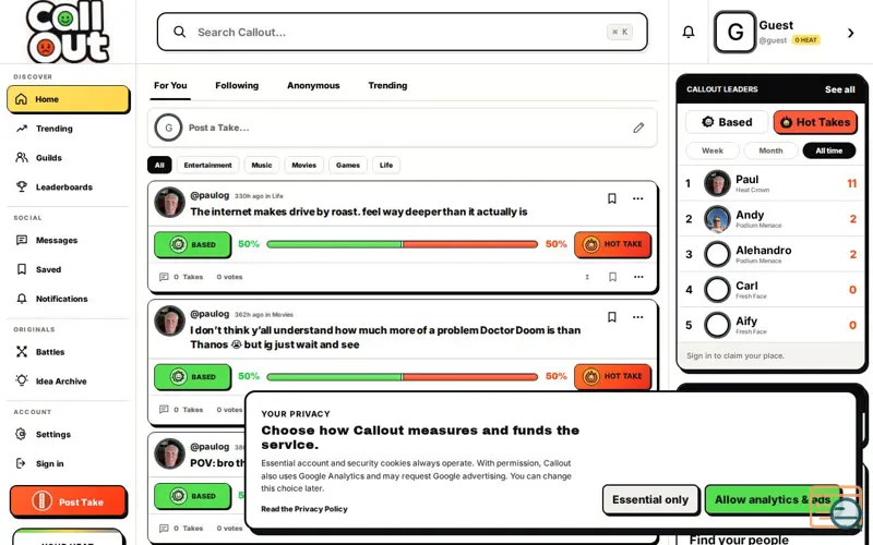 Screenshot of Callout
