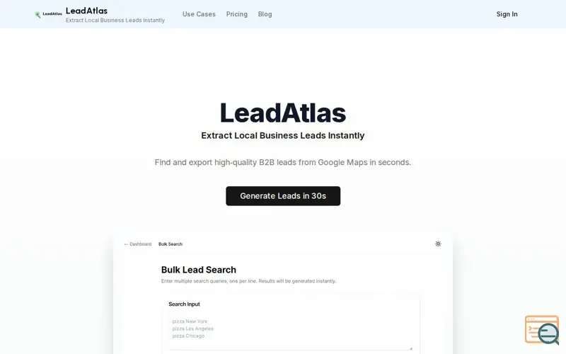 Screenshot of LeadAtlas – Google Maps Lead Scraper