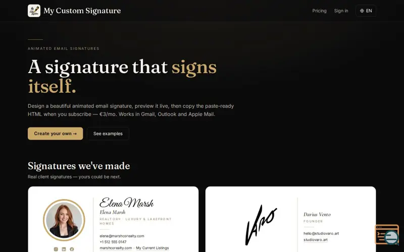 Screenshot of My Custom Signature