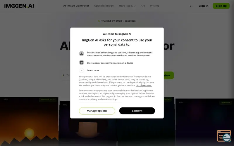 Screenshot of ImgGen AI, a launch using Adagio
