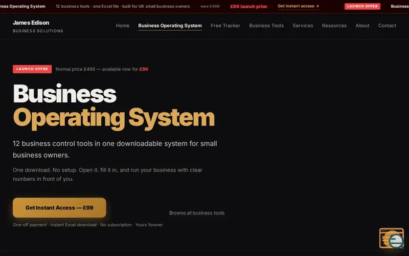 Screenshot of James Edison Business Solutions