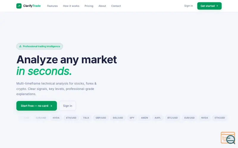 Screenshot of ClarifyTrade