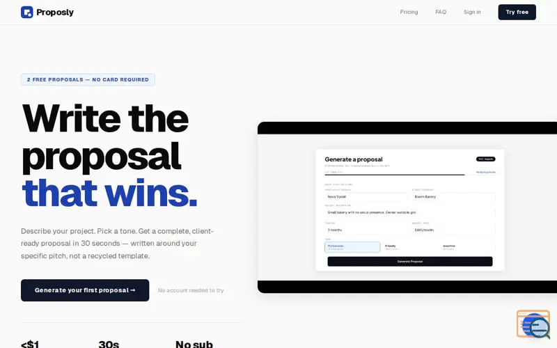Screenshot of Proposly