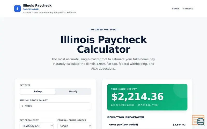 Screenshot of Home Pay Estimator