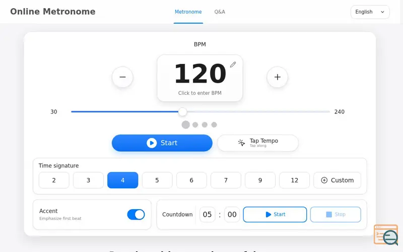 Screenshot of Free Online Metronome
