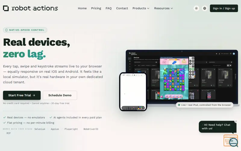 Screenshot of RobotActions