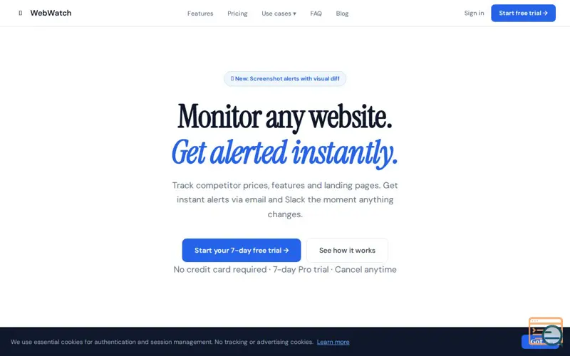 Screenshot of WebWatch — Monitor Website Changes
