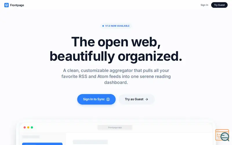 Screenshot of Frontpage