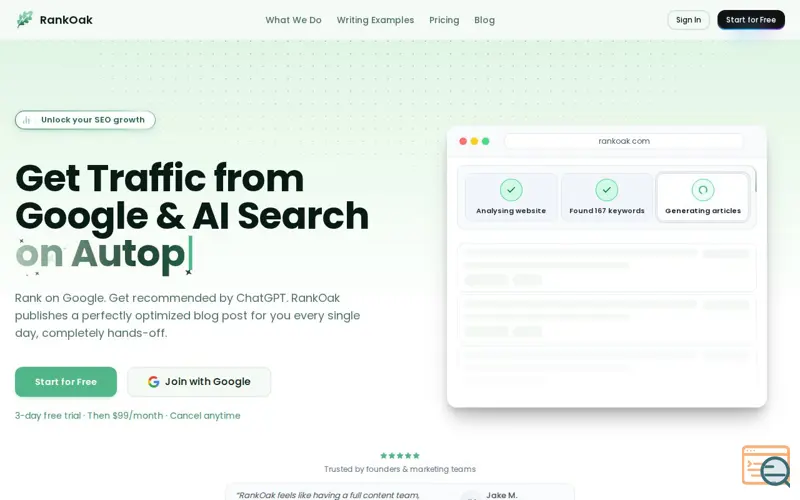 Screenshot of RankOak