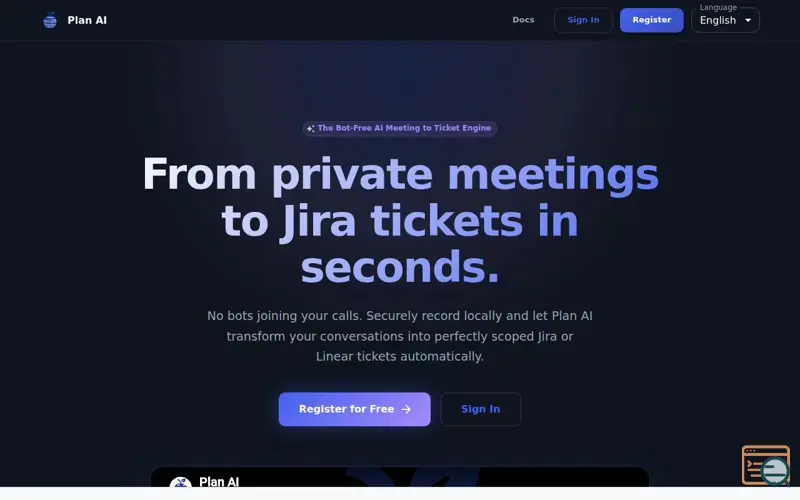 Screenshot of Plan AI