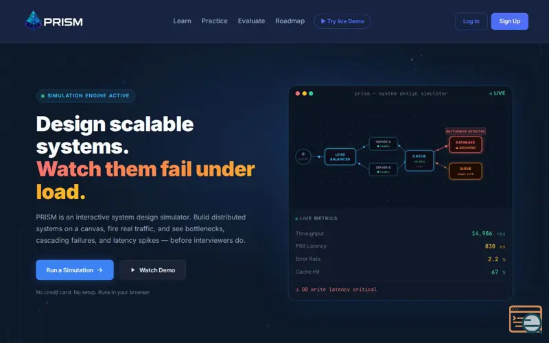 Screenshot of PRISM — Learn System Design