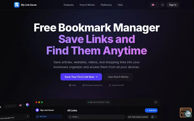 Screenshot of My Link Saver