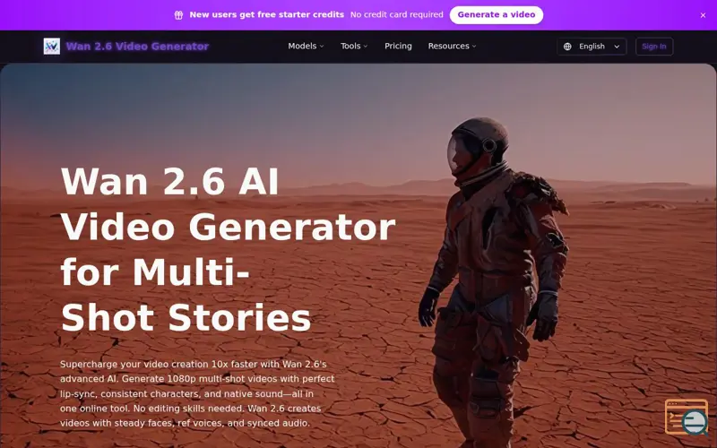 Screenshot of Wan 2.6 AI Video Generator