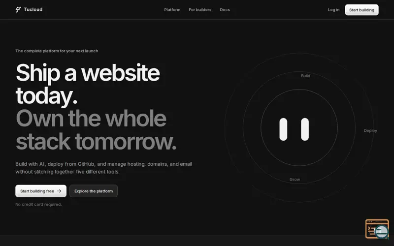 Screenshot of Tucloud, a launch using 20i