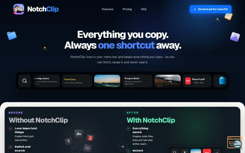 Screenshot of NotchClip - Notch Clipboard history