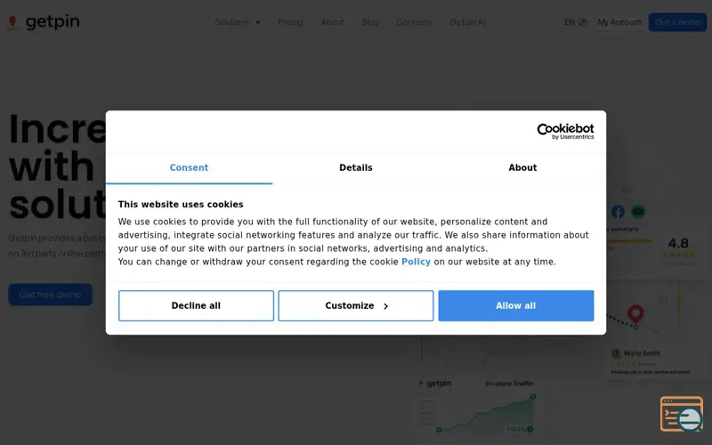 Screenshot of Getpin, a launch using ShortPixel