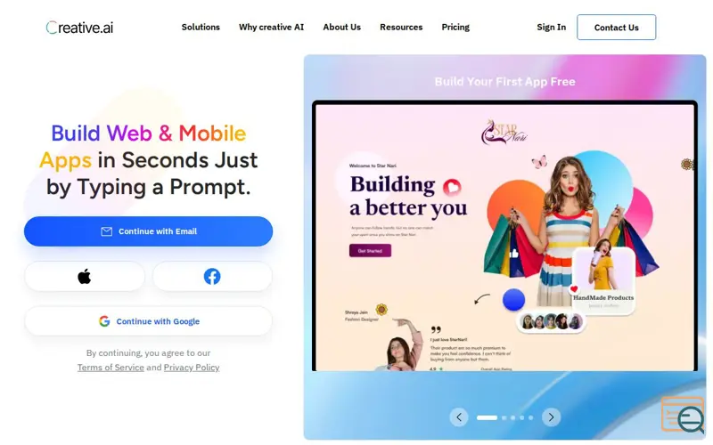 Screenshot of Creative AI